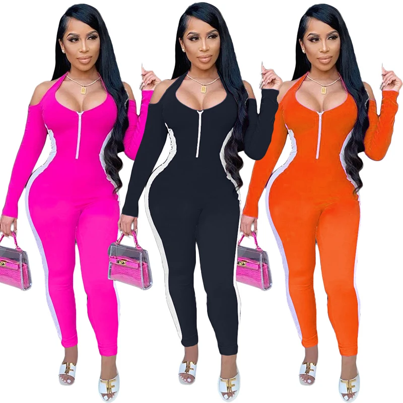 

High fashion jumpsuits 2020 women sexy off shoulder longsleeve winter jumpsuit