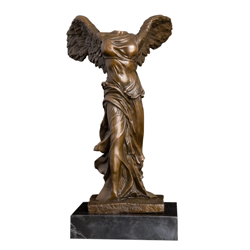 

Victory Goddess Nike Statue Bronze Reproduction Classical Greek Mythology Sculpture with Wings Victoria Figurine Metal Art, As picture or custom make