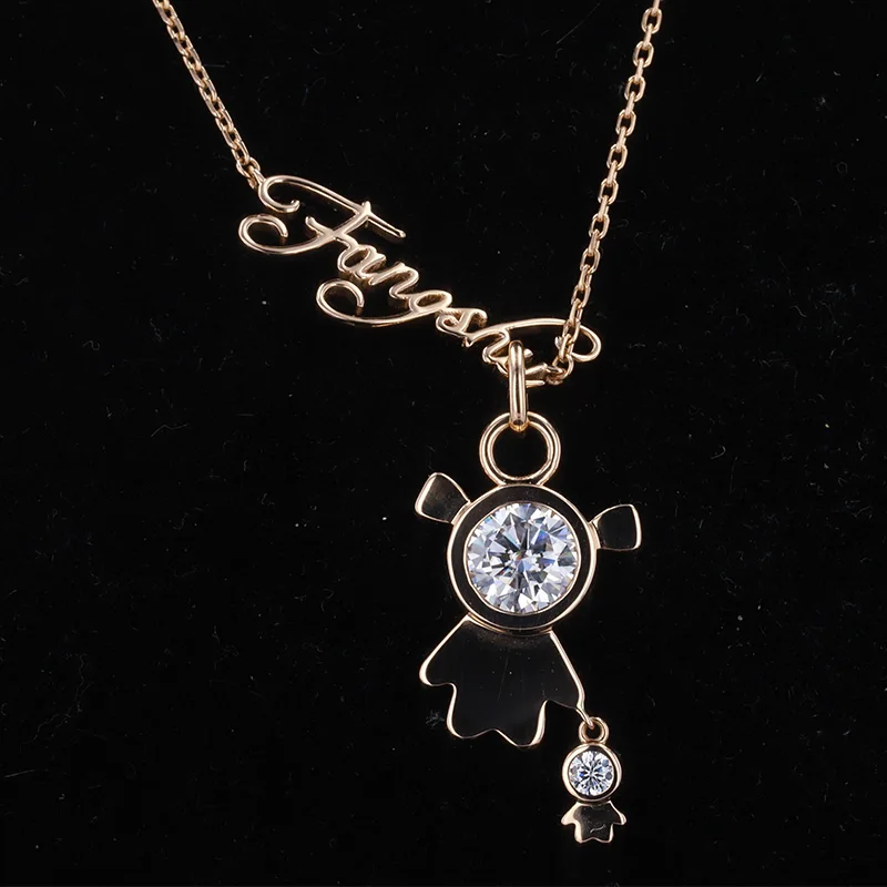 

Moissanite Round Shape Gemstone Necklaces 14k Rose Gold Babygirl Necklace