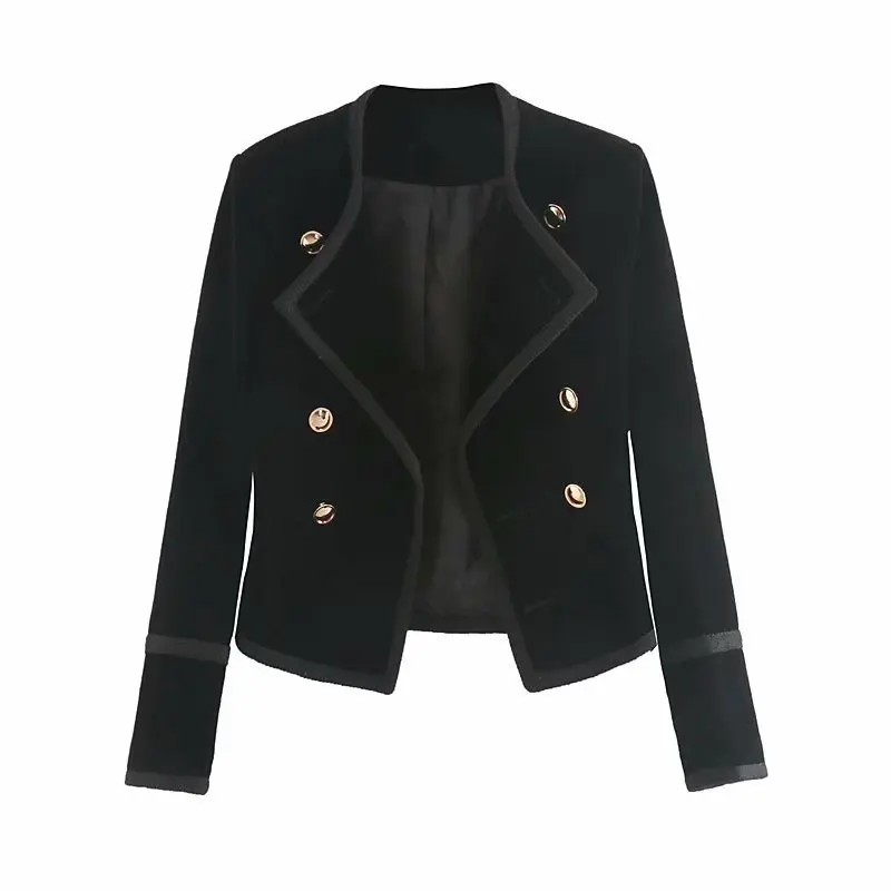 

2020 autumn/winter high street fashion high quality velvet double-breasted waist blazer jacket for ladies