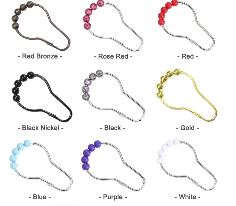 Wholesale Metal Black Bathroom Shower Curtain Hook Gourd Fiveball