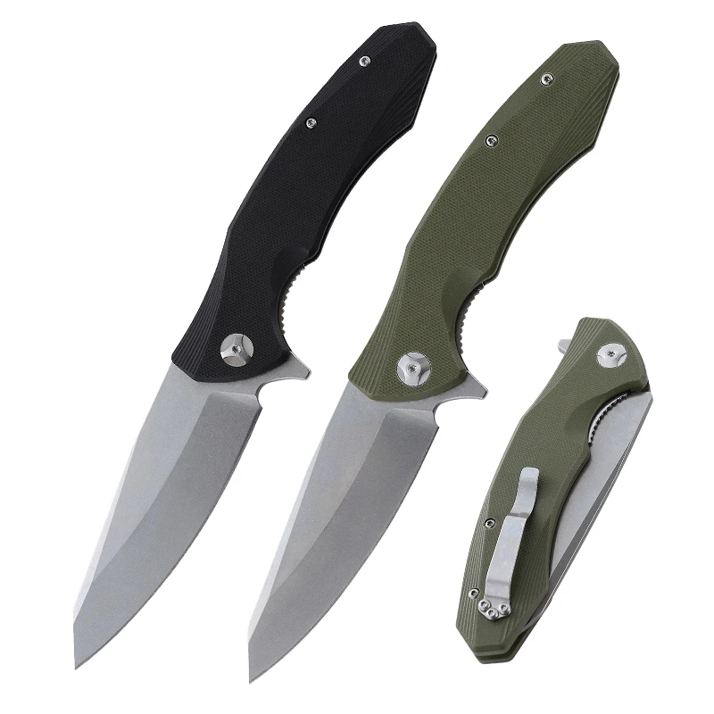 

High Quality EDC Folding Pocket Knife D2 Steel Blade G10 Handle Outdoor Camping Gift Hunting Knife