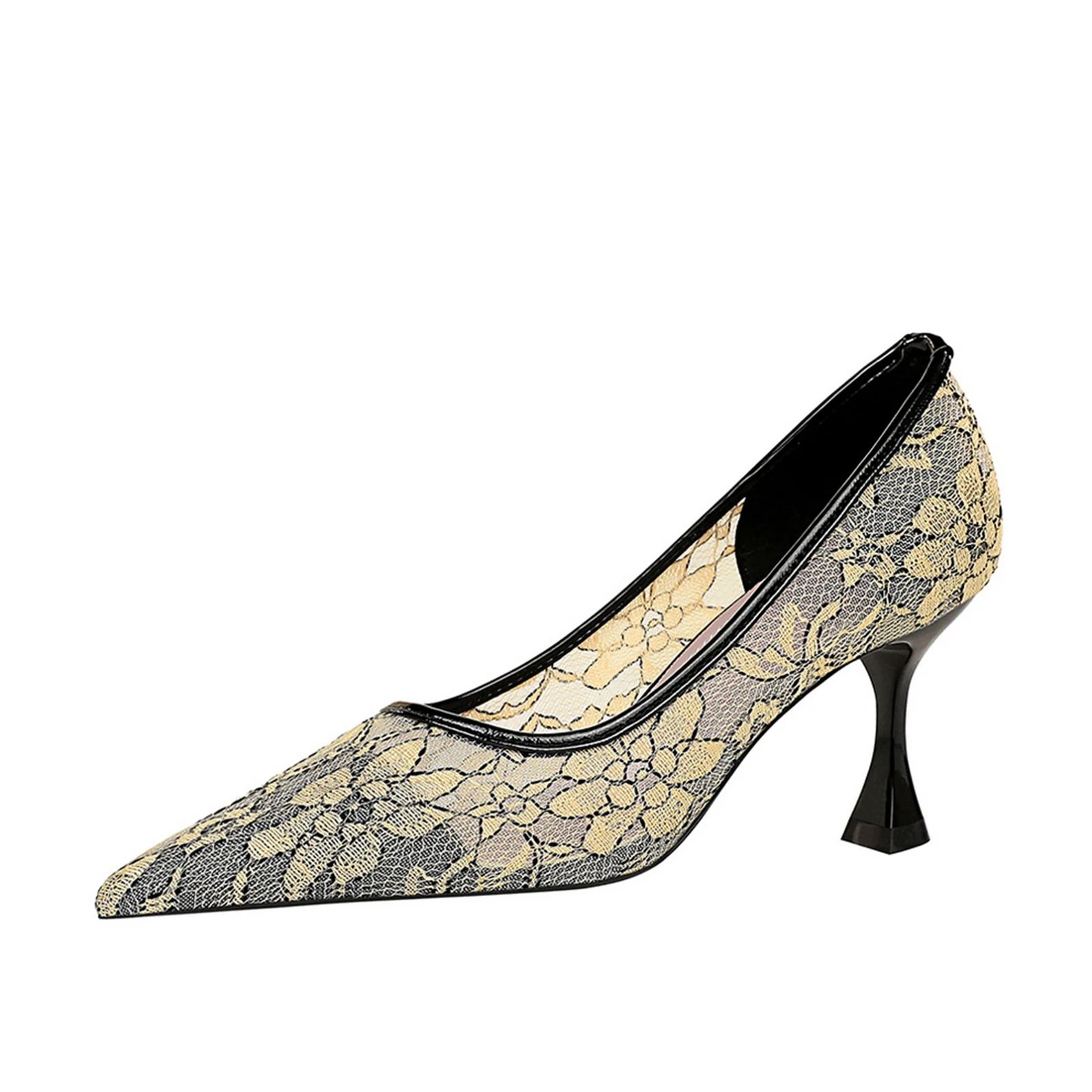 

New Coming High Heel Wholesale Women's Pumps Shoes Silk Lace Pumps With Flower Patterns Customizable