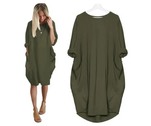 

Spring and autumn dresses fashion casual mid-length dress plus size women's clothing