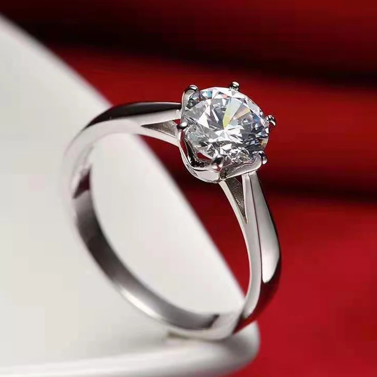 

2021 customizable sterling silver six-claw crown wedding diamond ring