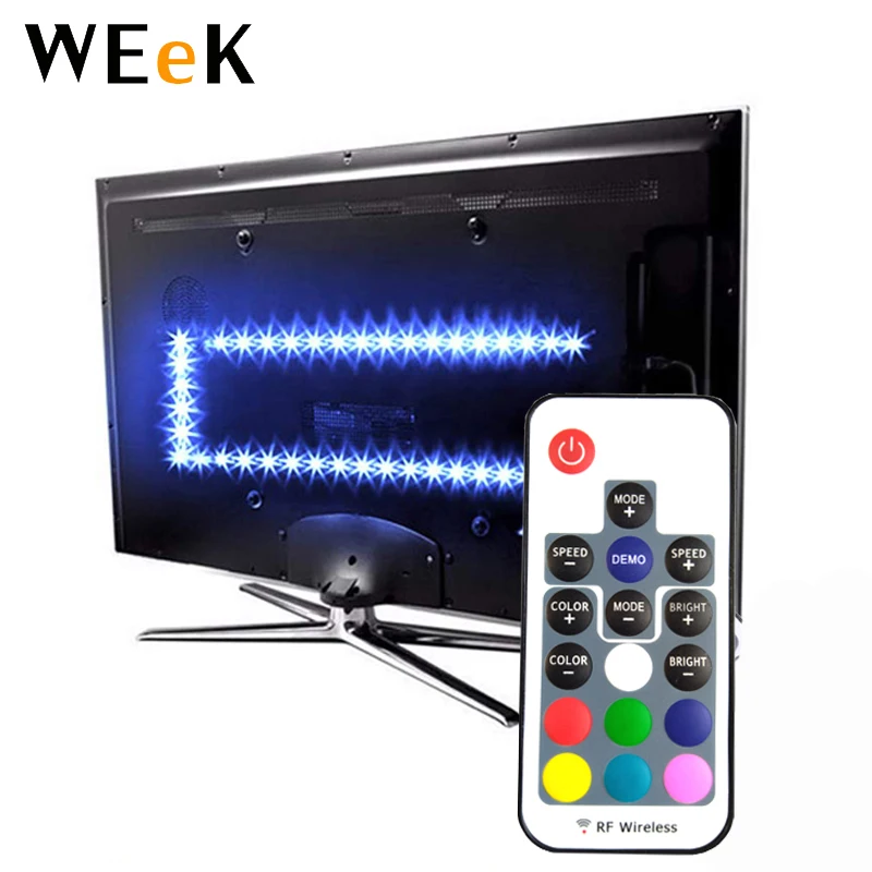 5050 RGB USB LED Strip Best for Flat Screen HDTV LED Desktop PC Monitor Background Lighting WL-USB17K-01