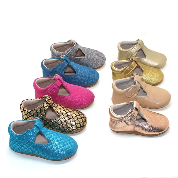 

2019 Wholesale genuine leather soft sole T-bar girl mary jane baby leather shoes