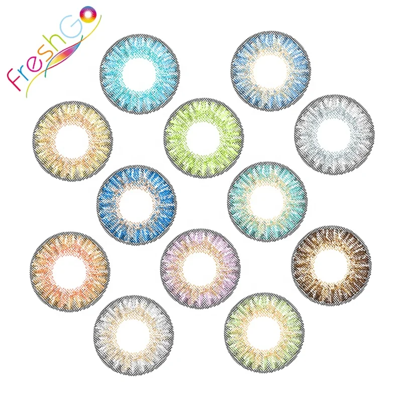 

Fancy look hollywood cheap cosmetic colored contacts freshgo soft wholesale 3 tone color contact lens for brown/blue eyes