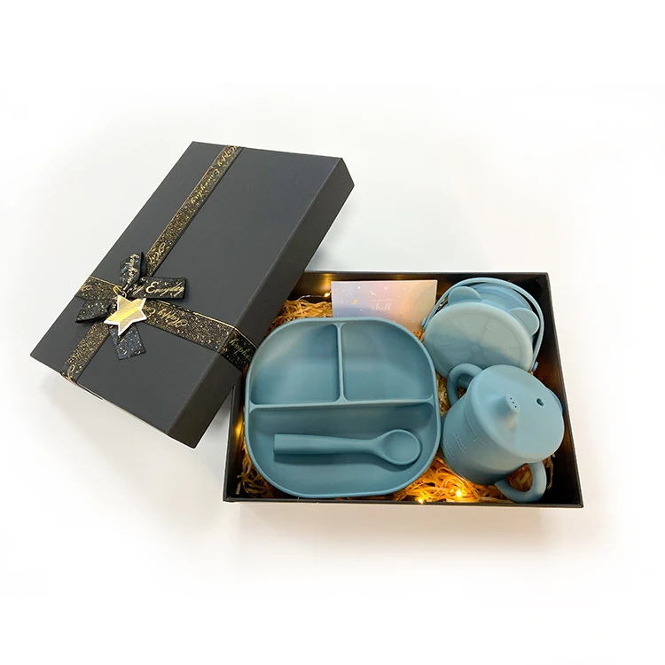 

Christmas children silicone baby feeding set silicone baby plate with suction cup and kid spoon silicone baby plate set, Natural