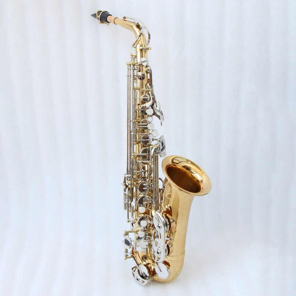 OEM Factory Direct Golden Alto Saxophone with E Flat Eb Keys Yellow Brass Saxofon Saksofon Saksafon Gold Lacquer Excellent Stock