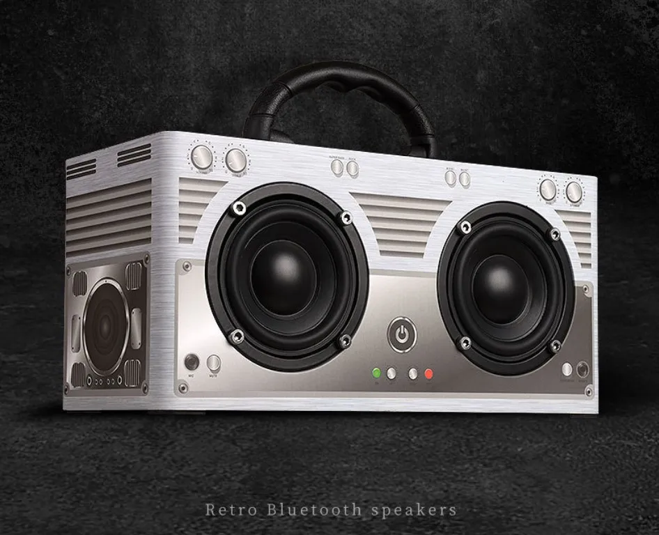 super bass portable retro vintage wooden hifi bluetooth woffer