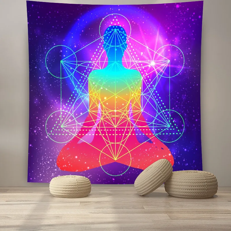 

Indian Seven Chakras Meditation Yoga Tapestry Decoration Psychedelic Yoga ose Pattern Wall Hanging Hall Decor