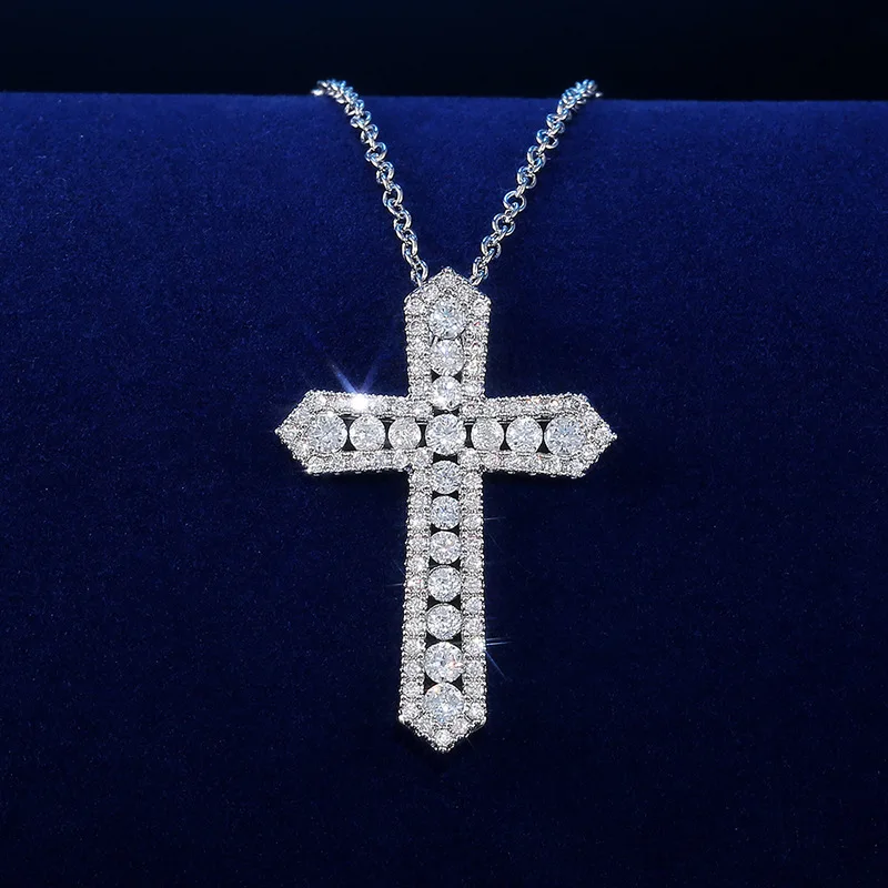 

Luxury Cross Pendant Necklace For Women Men Unisex Classic Silver Color Zircon Stone Cross Necklaces