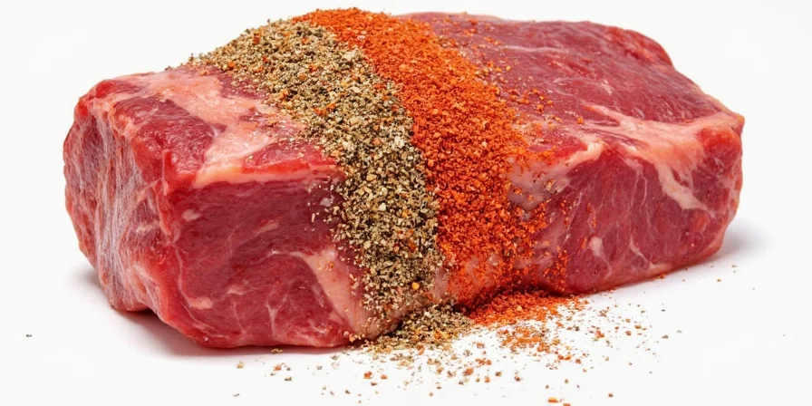 Seasoned meat on grill