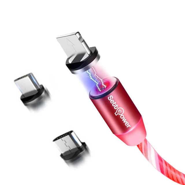 

Settpower UC002 Free Shipping 2021 New Arrival Magnetic Fast Charging USB Cable Flowing Light Cable Luminous Micro