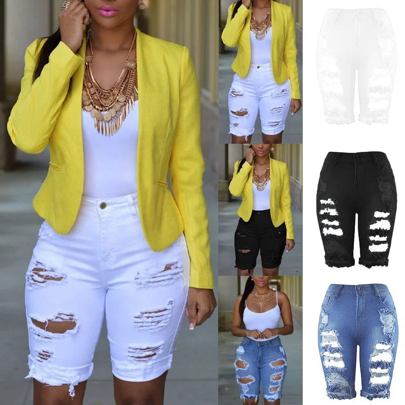 

2021 Customized Summer Casual Lady Zipped Button Tassel Women Denim Jean Shorts