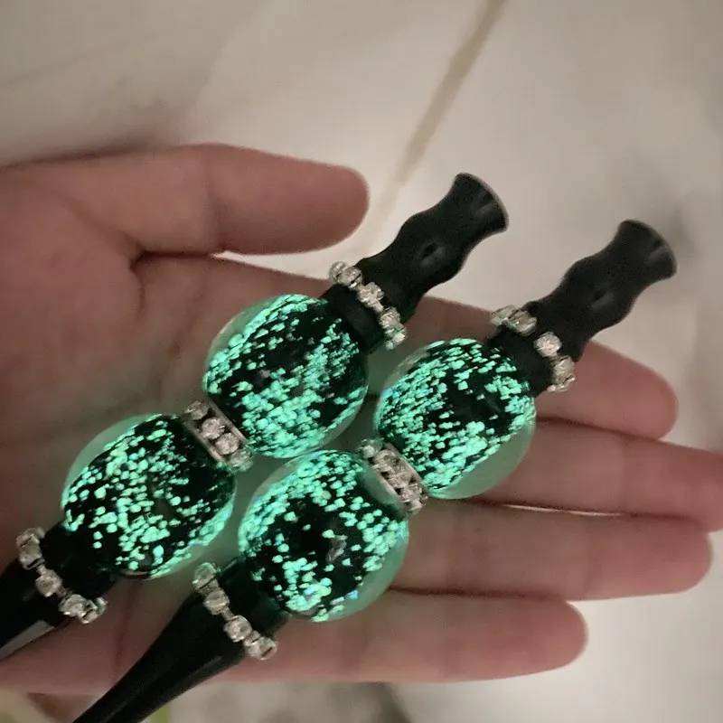 

Fashion Black Blinged Hookah Tips Alloy with Glass Bead Mouthpiece Glow in Dark Glitter Tips SHISHA Holder for Smoking, Multi