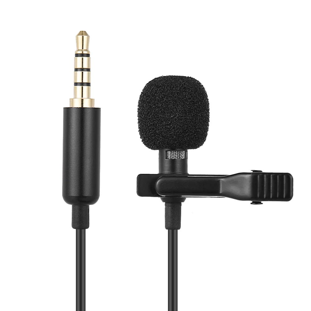 

professional condenser portable 3.5mm hands-free mini metal wired lapel lavalier microphone for camera phone, Black
