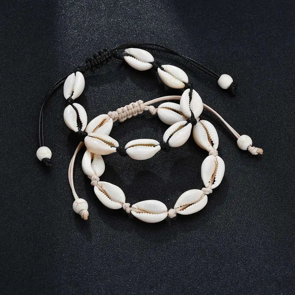 

Wholesale Cheaper Sea Shell Braided Adjustable Bracelet Hawaii Beach Handmade Cowrie Conch Shell Bracelets