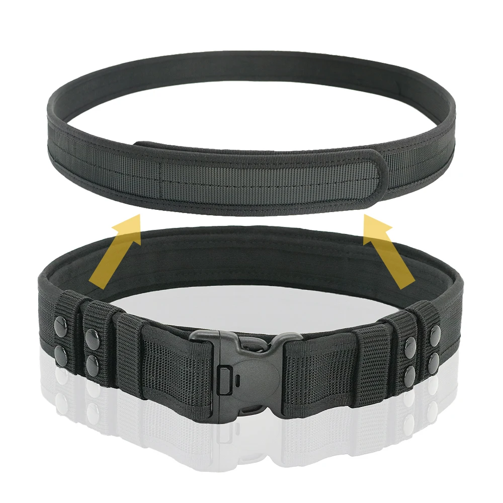 2 Inch Tactical Duty Rigger Belt with 4 Belt Keepers Hunting Nylon Molle Webbing Outer Inner Belt