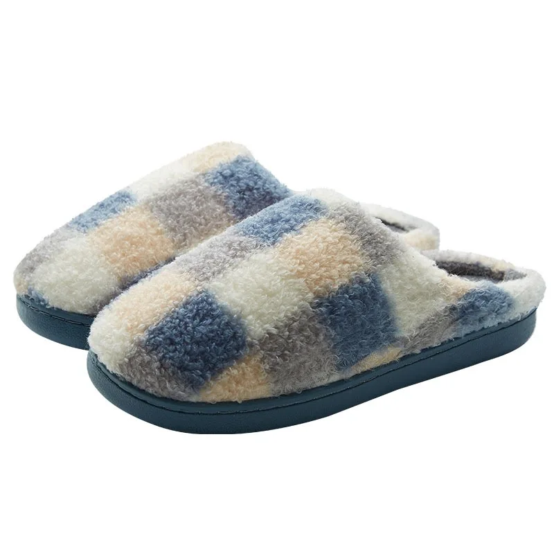 

New-style Cotton Autumn and Winter Indoor Home No-slip Warm Shoes for Female and Male Couple Soft Slippers, 4 colors