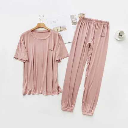 

wholesale women loungewear rayon modal pajama sets short slv pants 2pcs night suits super soft summer casual suits