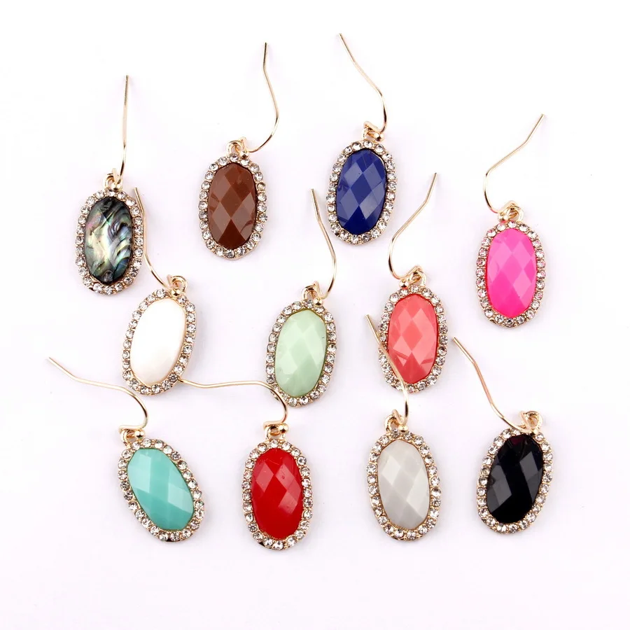 

Rhinestone Oval Charms Earrings Faceted acrylic Dangle Earrings Hot Brand Statement Women Fashion Earrings