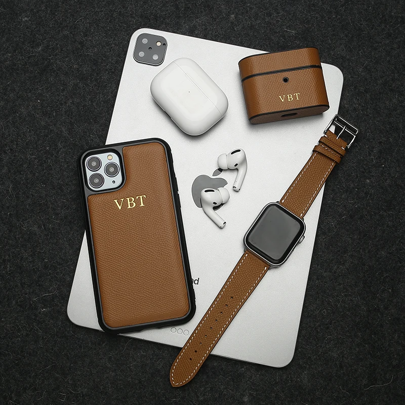 

2020 NEW Leather Phone Case for Apple Iphone 12 Mobile Phone Cover Luxury Italian Leather Accessories Dropship, Light brown