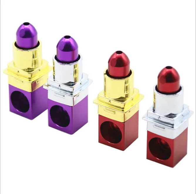 

Yufan wholesale Custom logo smoking pipe in stock Metal Lipstick Smoking Pipe Decorative Smoking Pipe, As shown