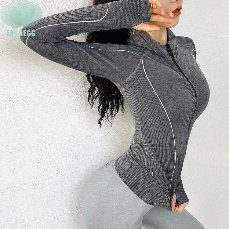 

Fitness Clothing Long Sleeve Zipper Sports Shirt Top Coat For Woman