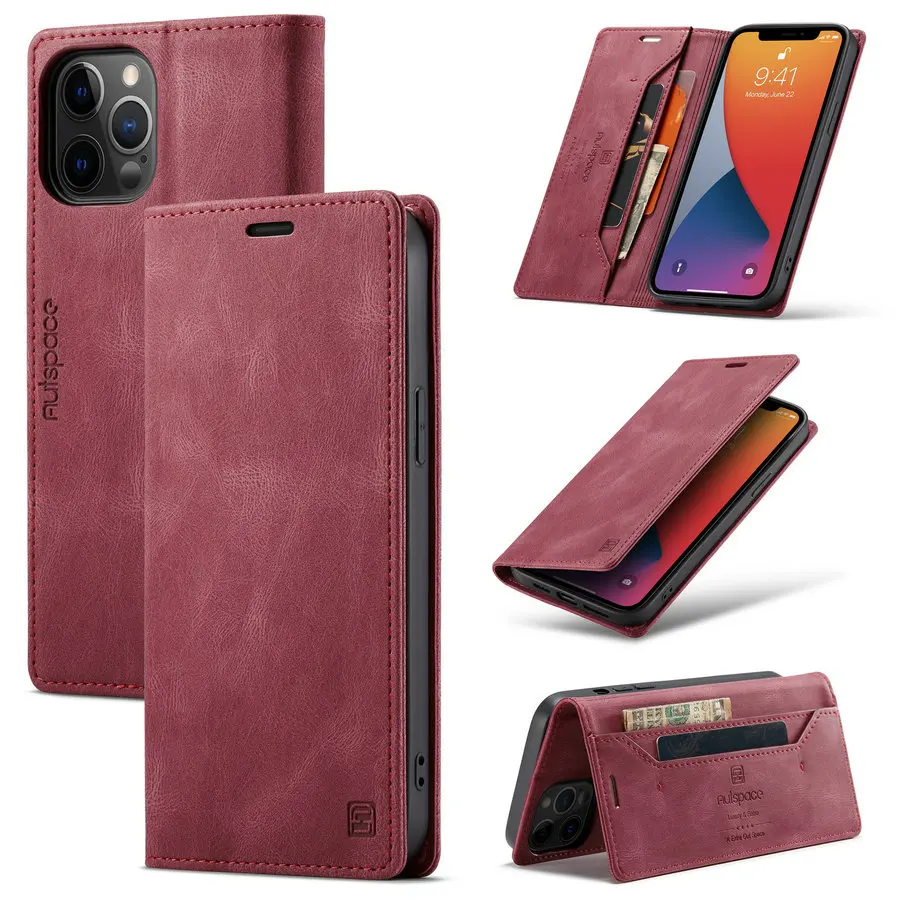 

Top Quality 2021 Mobile Phone Bag for iPhone 12 11 X Xr Xs 6 7 8 Case Se 2020 Flip Cover for VIVO Realme C3 7I 7Pro Case Leather, Black,coffee,red,blue