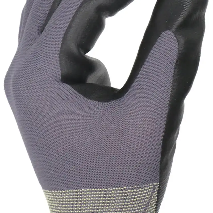 
Good price grey nylon light black nitrile palm recycled yarn knit women garden work nitrile gloves <span style=