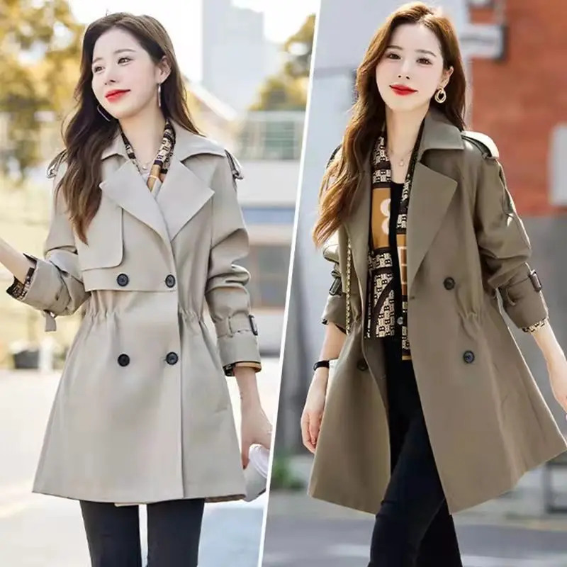 

S-3XL Spring and Autumn New Fashion Women's Short Windbreaker Khaki coat Fashion elegant coat