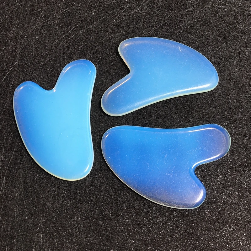 

Customized mushroom opalite heart shape gua sha amethyst bian stone leg massager