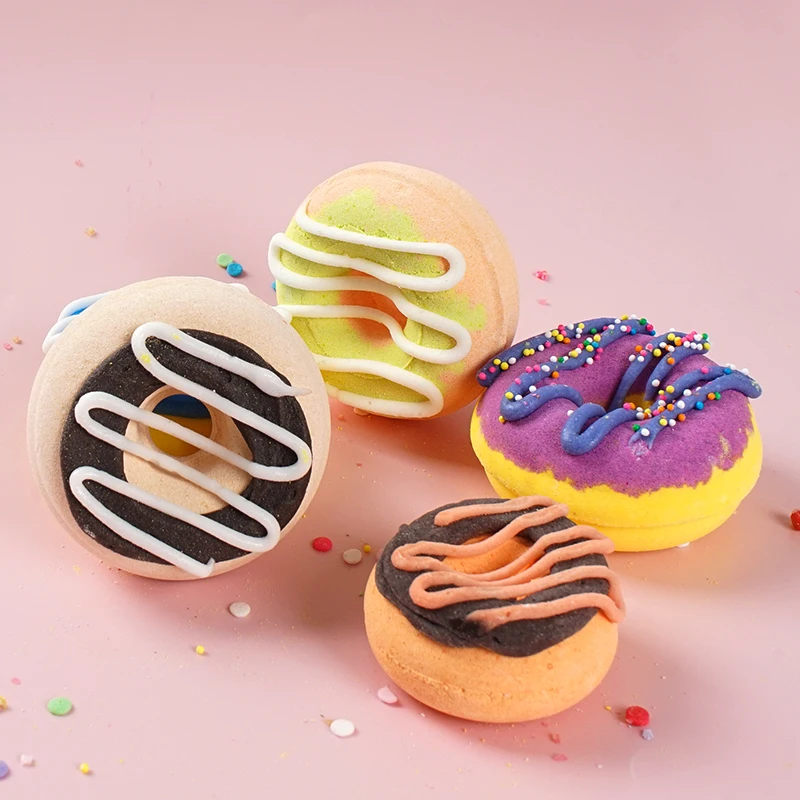 

Private label Custom Valentine Gift Bubble Bath Set nourishing Vegan valentine Fizzies Donut Bath Bomb