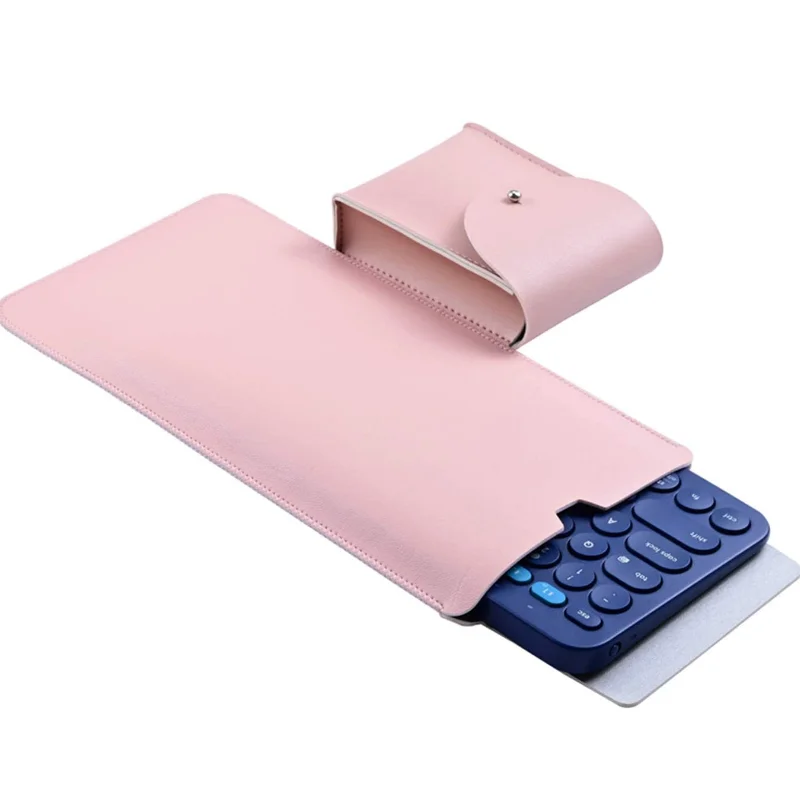 

PU Leather Keyboard Sleeve with 1 PCS Mouse Storage Bag Multi-Device Wireless Keyboard Travel Sleeve Bag Case, Pink/light grey/brown/custom colors