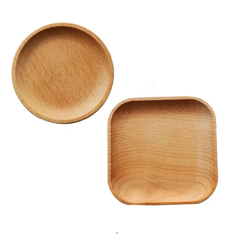 

Wholesale Round Square Wood Sushi Dessert Dish Tray Poplar Wooden Plates Natural