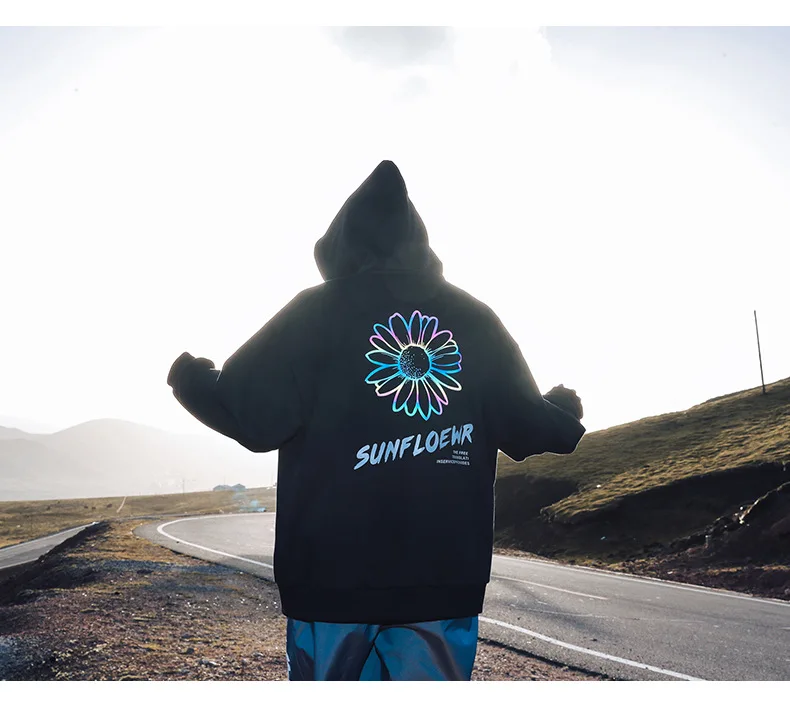 

Instock Breathable Oversized Reflective Printed Casual Men Hoodies
