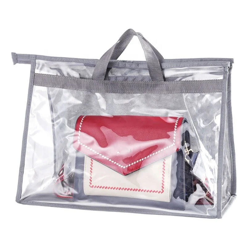 

Clear Women Purse Handbag Dust Cover Craft Storage Bag with Zipper For Dust Moisture Proof Protector Travel Organizer