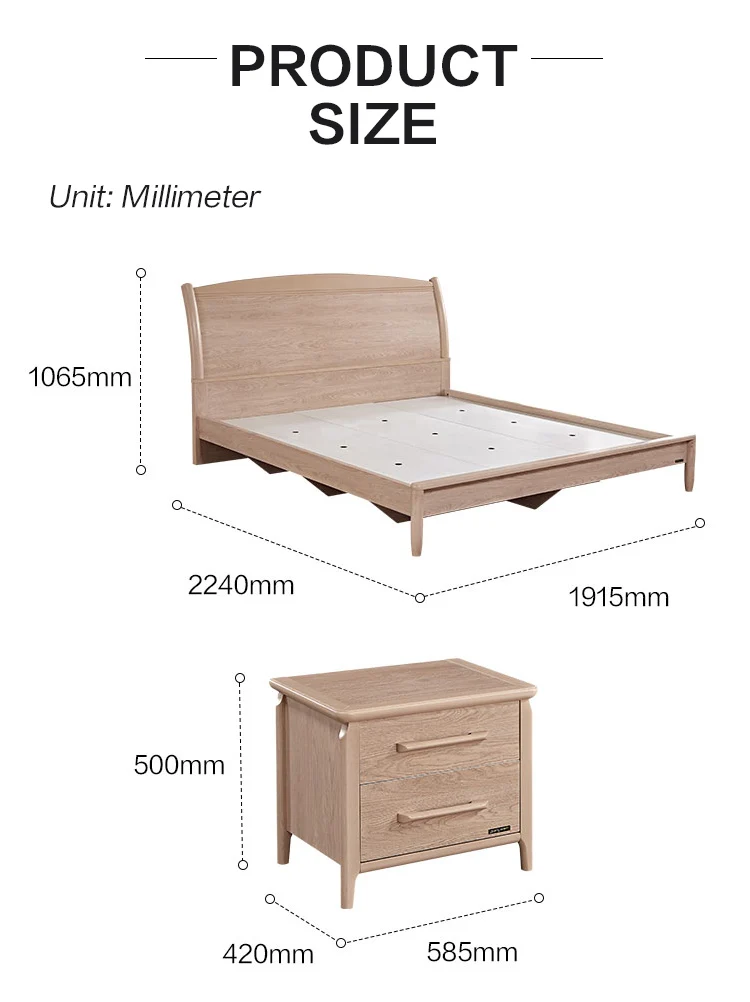 Luxury Modern Bedroom Furniture Wood Livingroom Queen King Size Bed