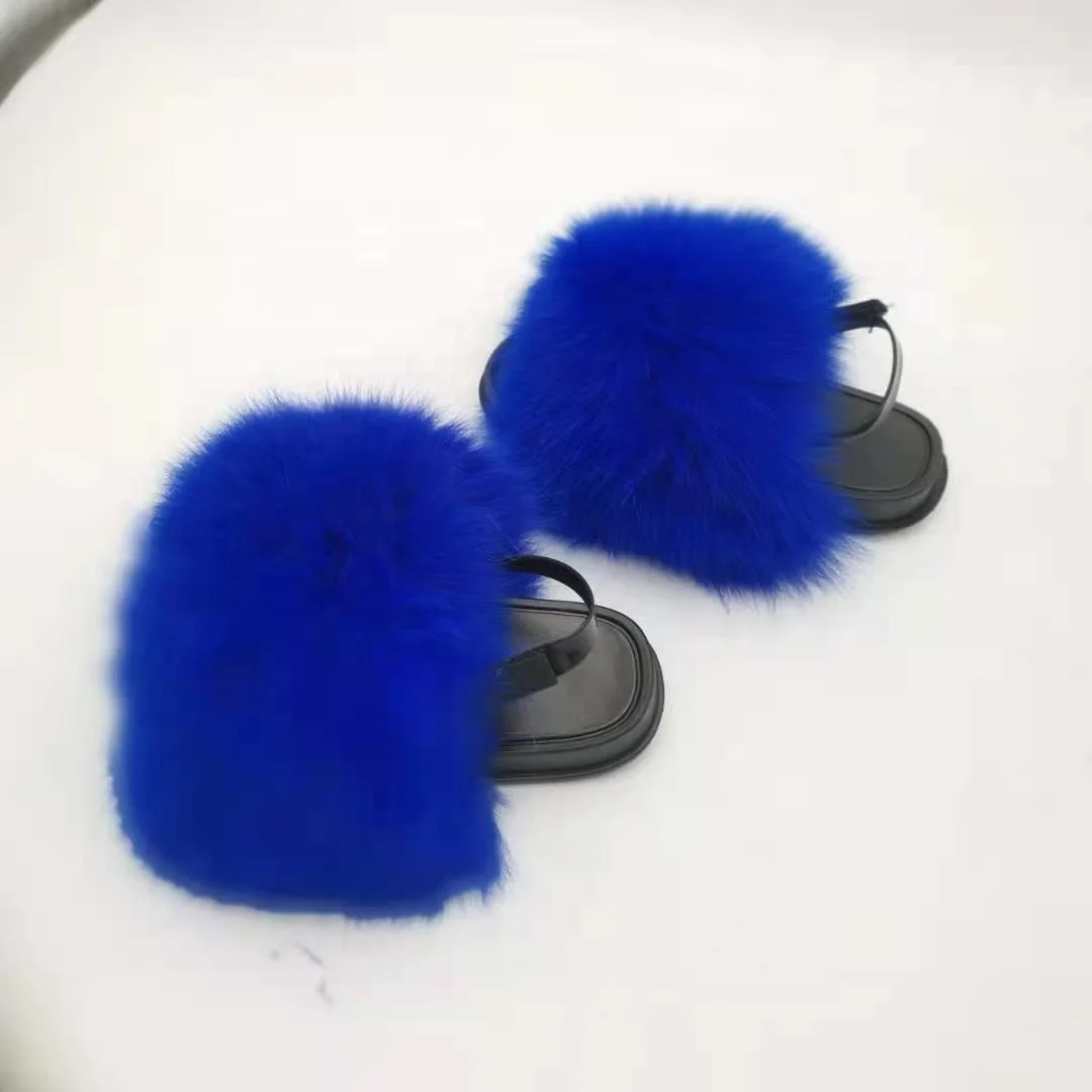 

Cute Fluffy Bulk Fur Slides Baby Fur Slides With Strap Big Kid Fur Slides, Customized color