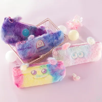 

multifuncional cute girls school cartoon kids boys plush Gradient monster stationary pencil case