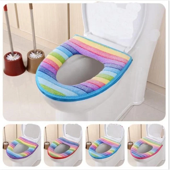 

Colorful Toilet Seat Cover Warmer Closes Tool Mat Plush Pad Cushion