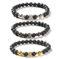 

F171 men elastic jewelry lava stone bead bracelet bangles for women Christmas gift luxury