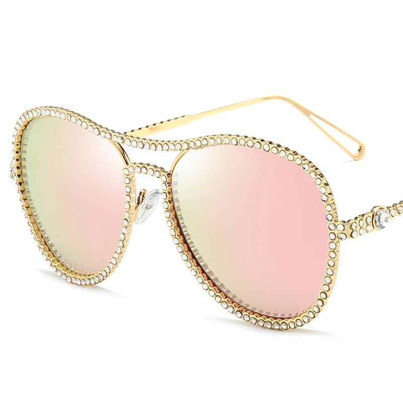 

HBK pearl women trendy visor rhinestone metal sunglasses manufacturer 2019 K31151