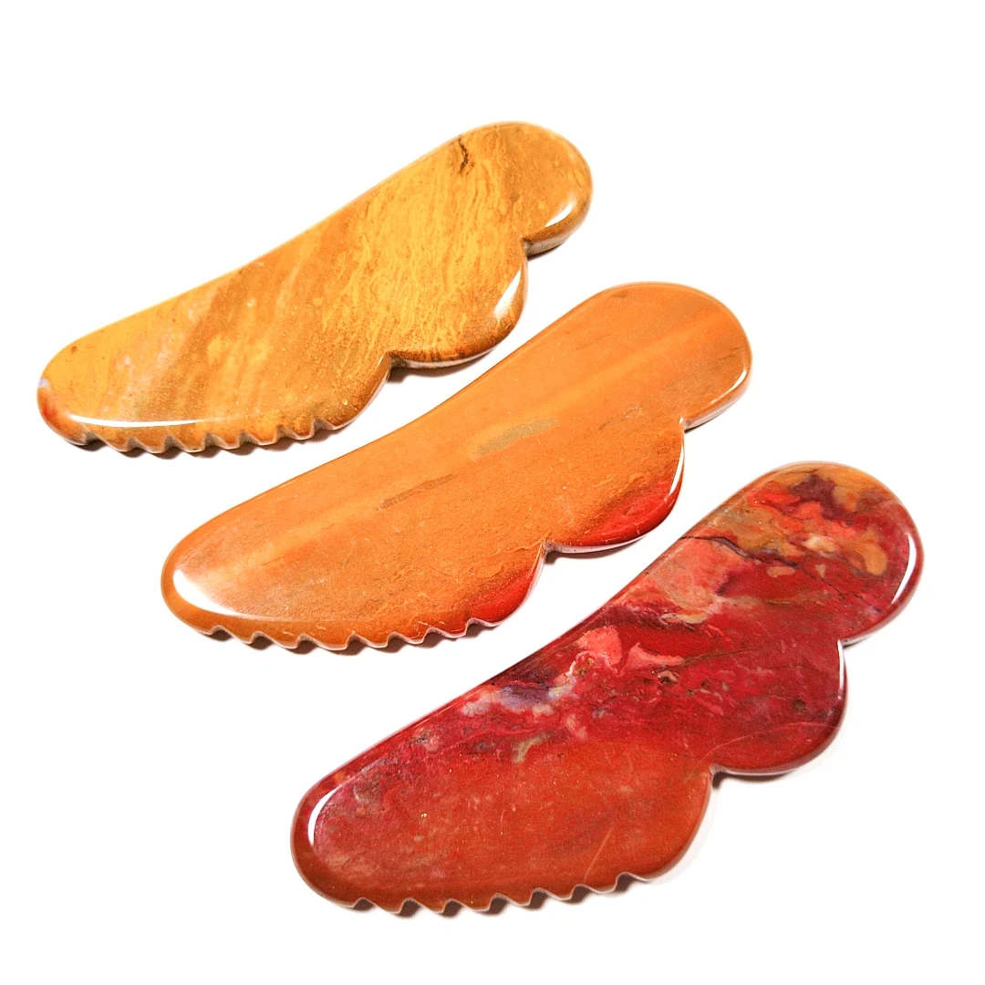 

Hottest item natural jagged Mookaite jasper wing gua sha massage tool women beauty equipment