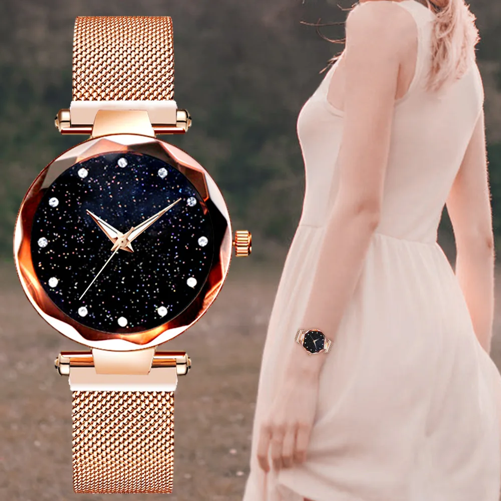 

Fashion Minimalist Starry Sky Magnetic Band Ladies Women Quartz Watch