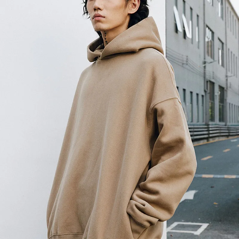 

Hot sale wholesale plain fleece fabric hoodie streetwear clothing for men