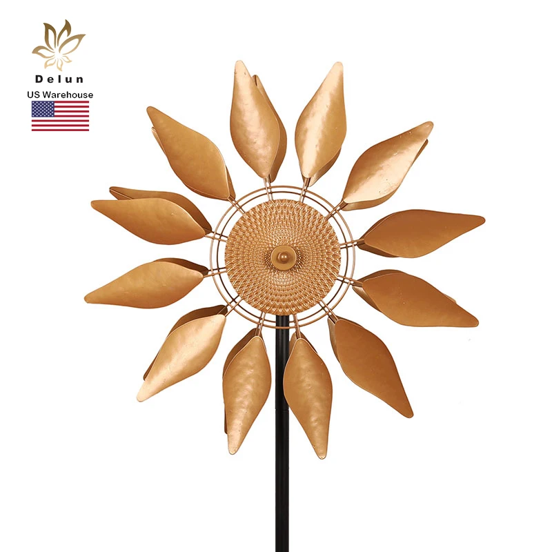 

Golden Wind Cathcer Garden Sun Windmill Decoration Wholesale Wind Spinners