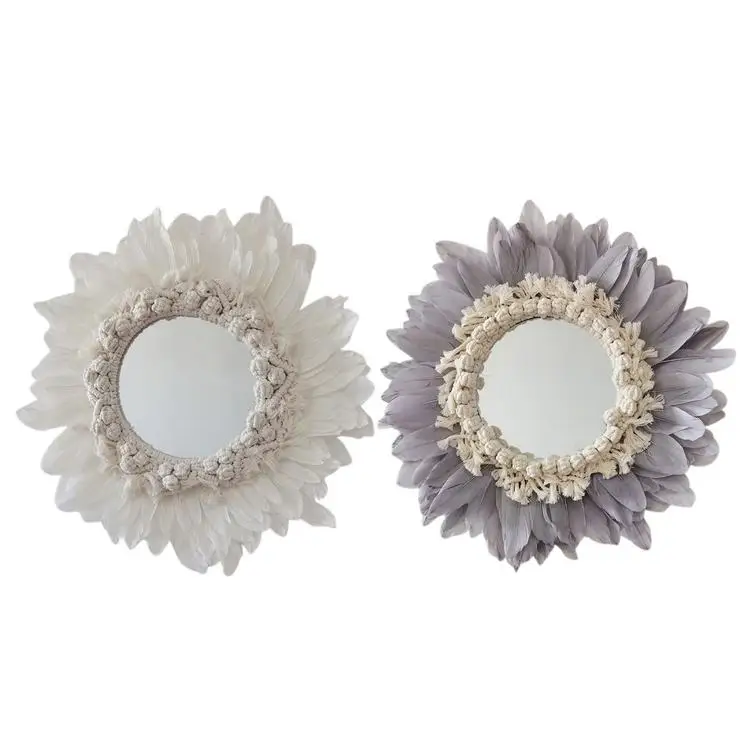 

Feather Wall-Mounted Mirror Handmade Acrylic Hanging Wall Mirror